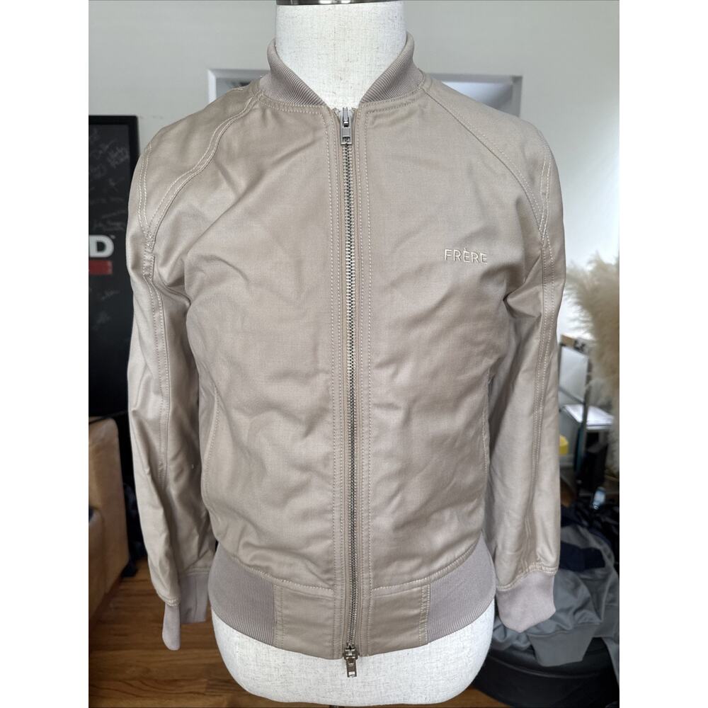 Frere Men's Beige Bomber Jacket Custom Made Italy Size M Chest 40